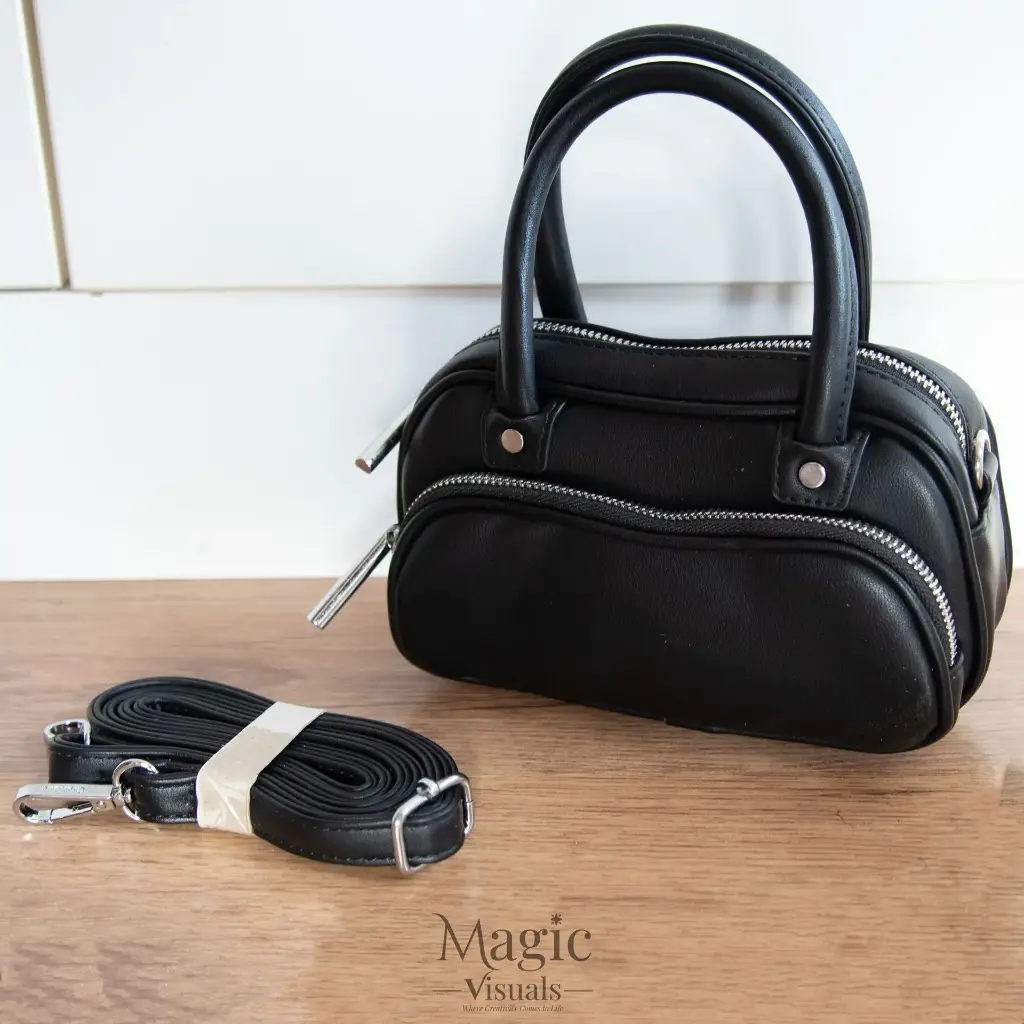 [BM0005] Kunstlederen handtas (Zwart)